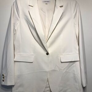 Calvin Klein Women's White Single-Button Blazer